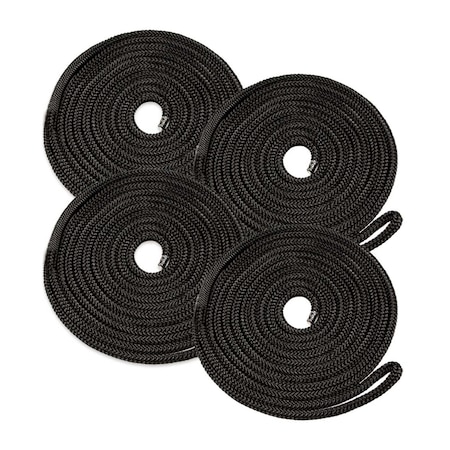 Dc Cargo 3/8in X 15' Double-Braided Nylon Dock Line, Black, 4PK 3815MRK-4